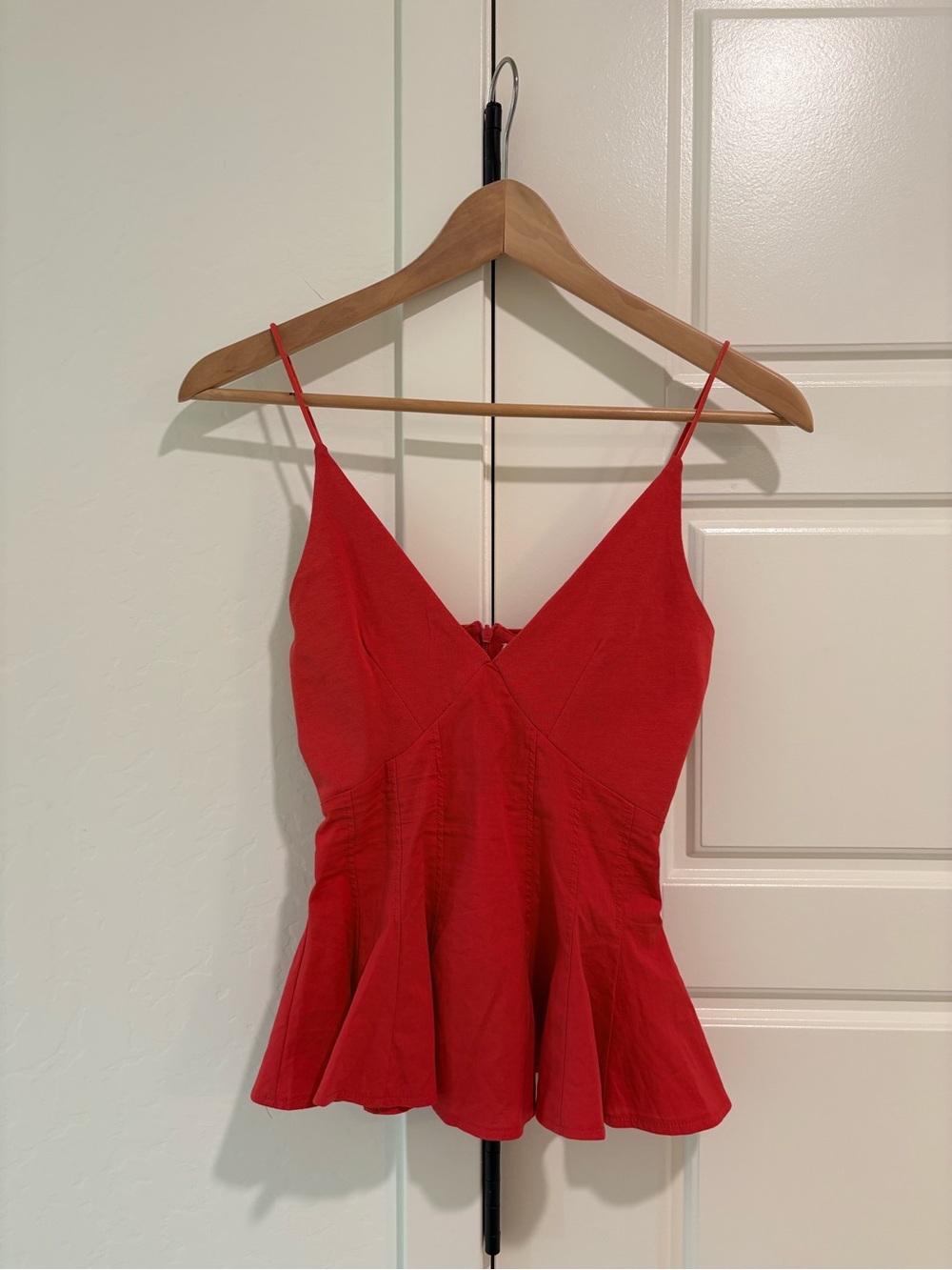 Zara Balletcore Coquette Girl French Girl Red Peplum Spaghetti Strap Camisole
